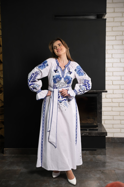 Вишите плаття Либідь (біла) купити в Україні від виробника Галичанка фото 2